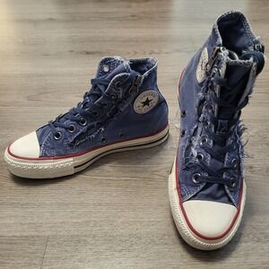 Converse Chuck Taylor All Star High Top Frayed Blue Double Zip Sneakers Womens 5
